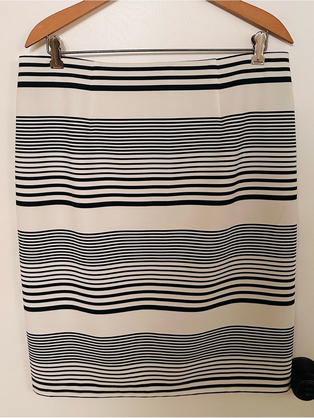 Chico’s Striped Black and White Pencil Skirt